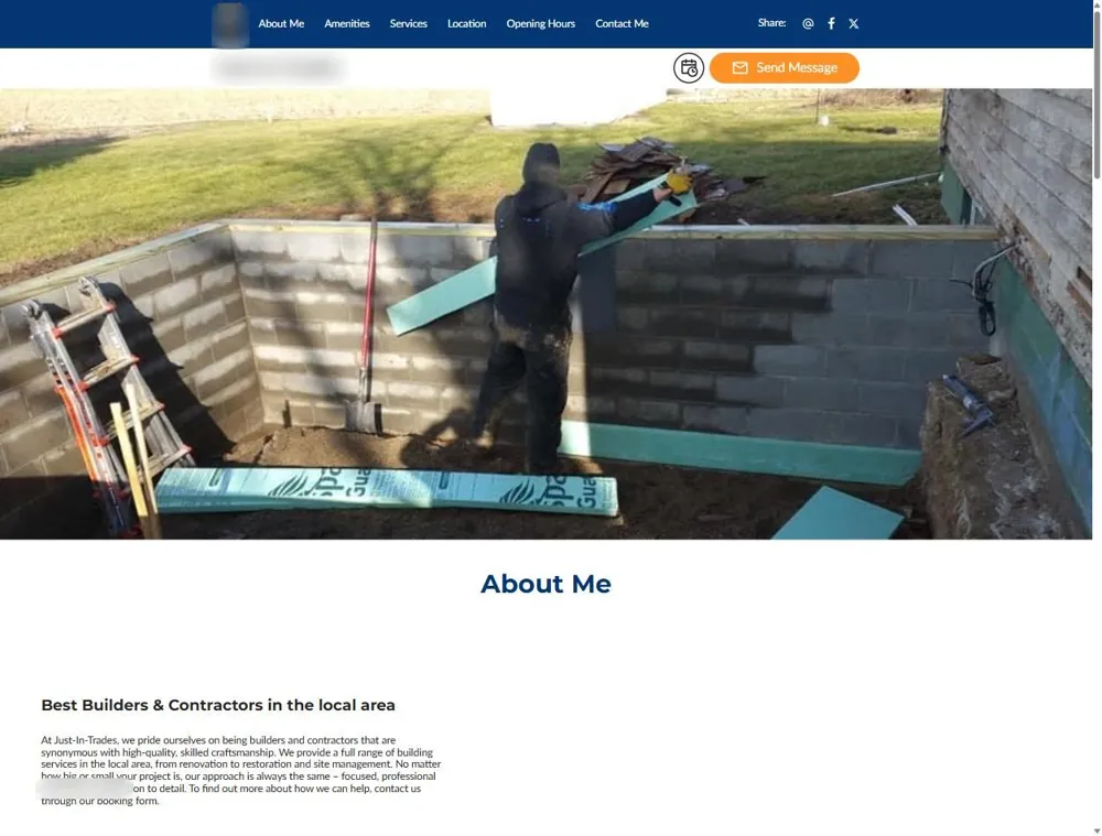 Free-builder trades site, shop name blurred